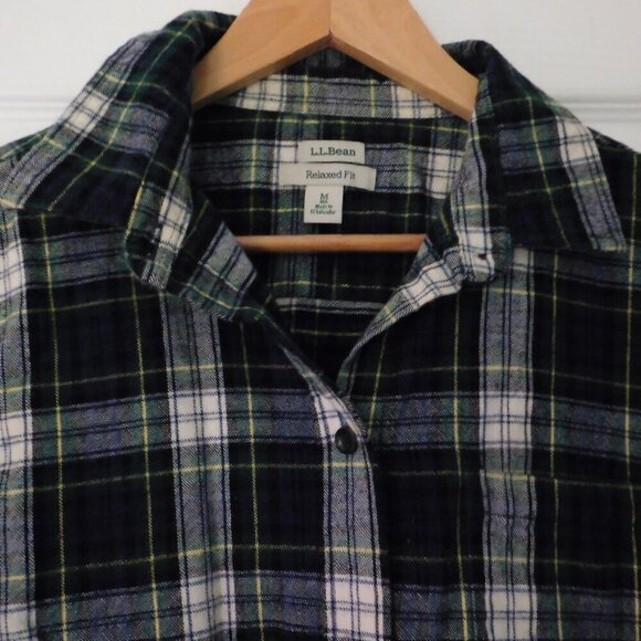 L.L. Bean Plaid Button Down Shirt - Green and White - Picture 2 of 6